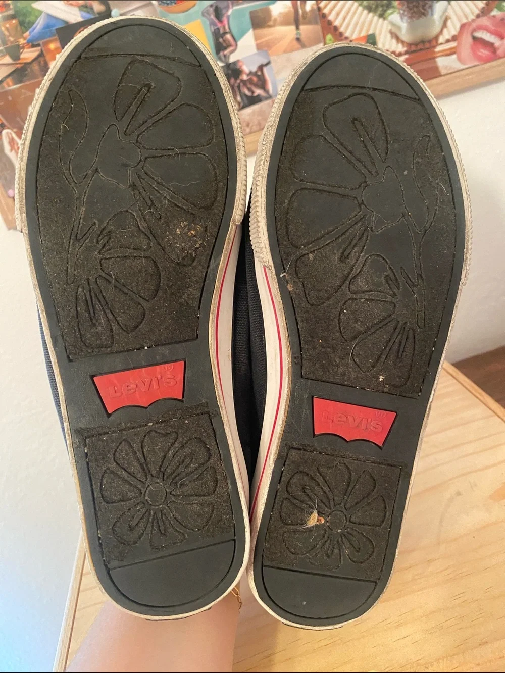 Levi's Black Sneakers with Red Interior and White Sole